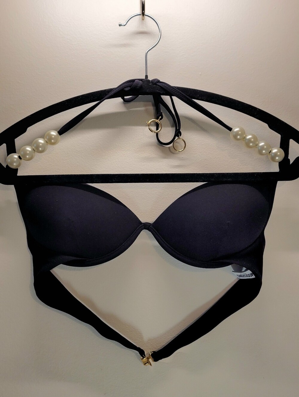 Moschino swim Black bikini pearl top size 34 medium